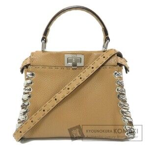 Fendi Peekaboo Selleria Handbag Calfskin Python Leather